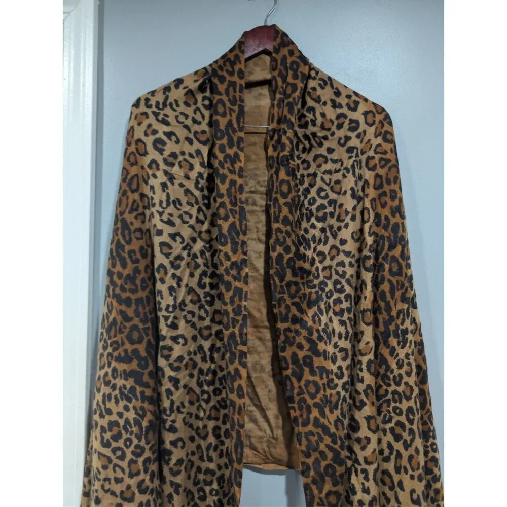 Tashia Pashmina London Women's Leopard Print Shawl Scarf Cashmere Silk Fringe